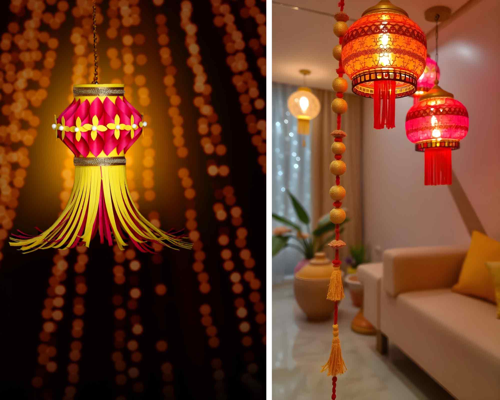 Colourful lantern - DIY Diwali lighting decorations