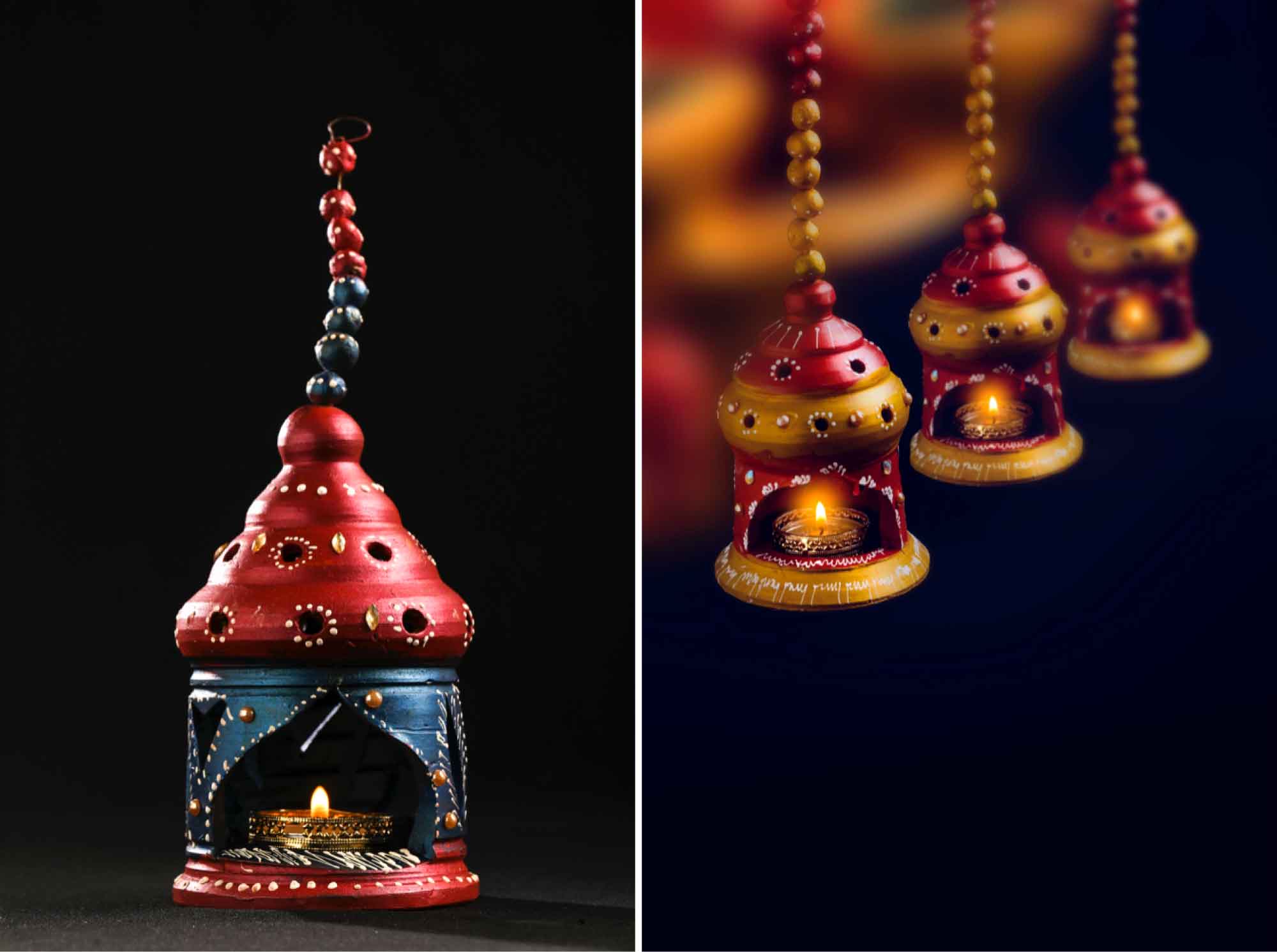DIY coloured clay lanterns