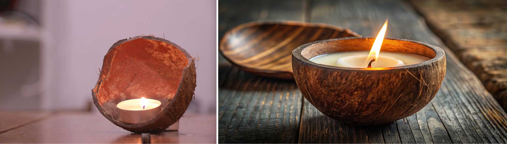 Decorative Diwali lamps of coconut shells
