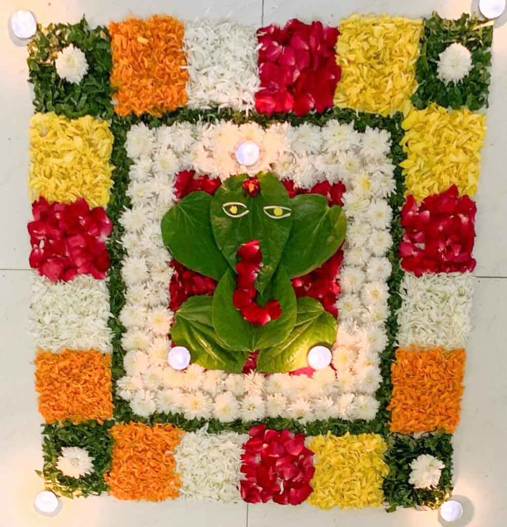 Diwali Rangoli Design with Betal Ganesha