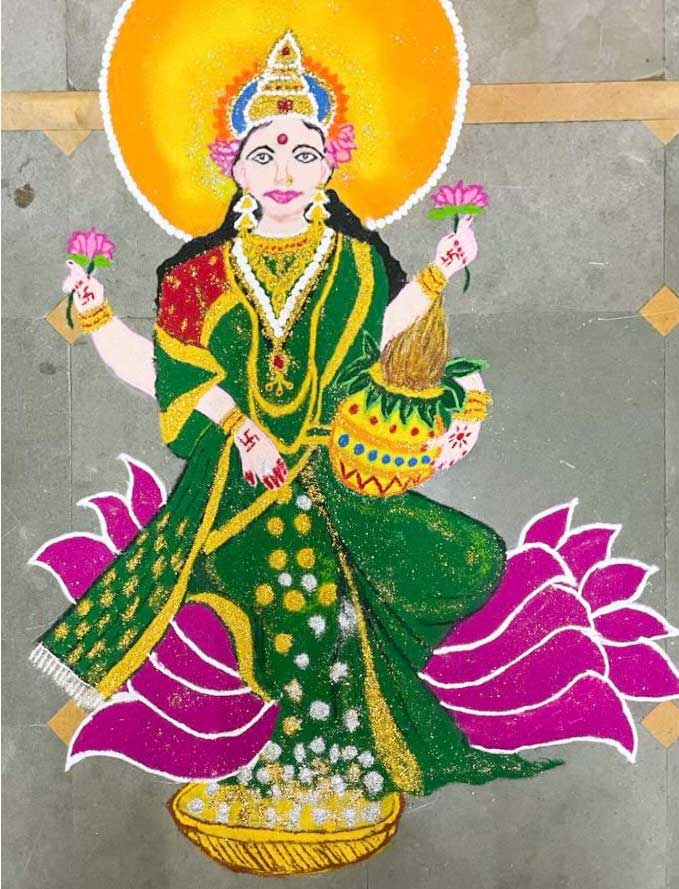 Easy Mahalaxmi Rangoli Design