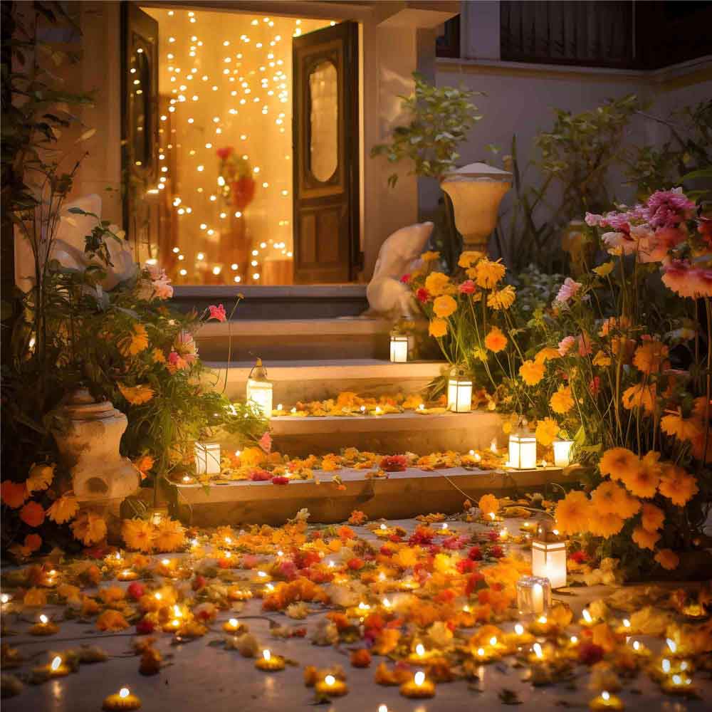 Entry Stairs - Outdoor Diwali Decor