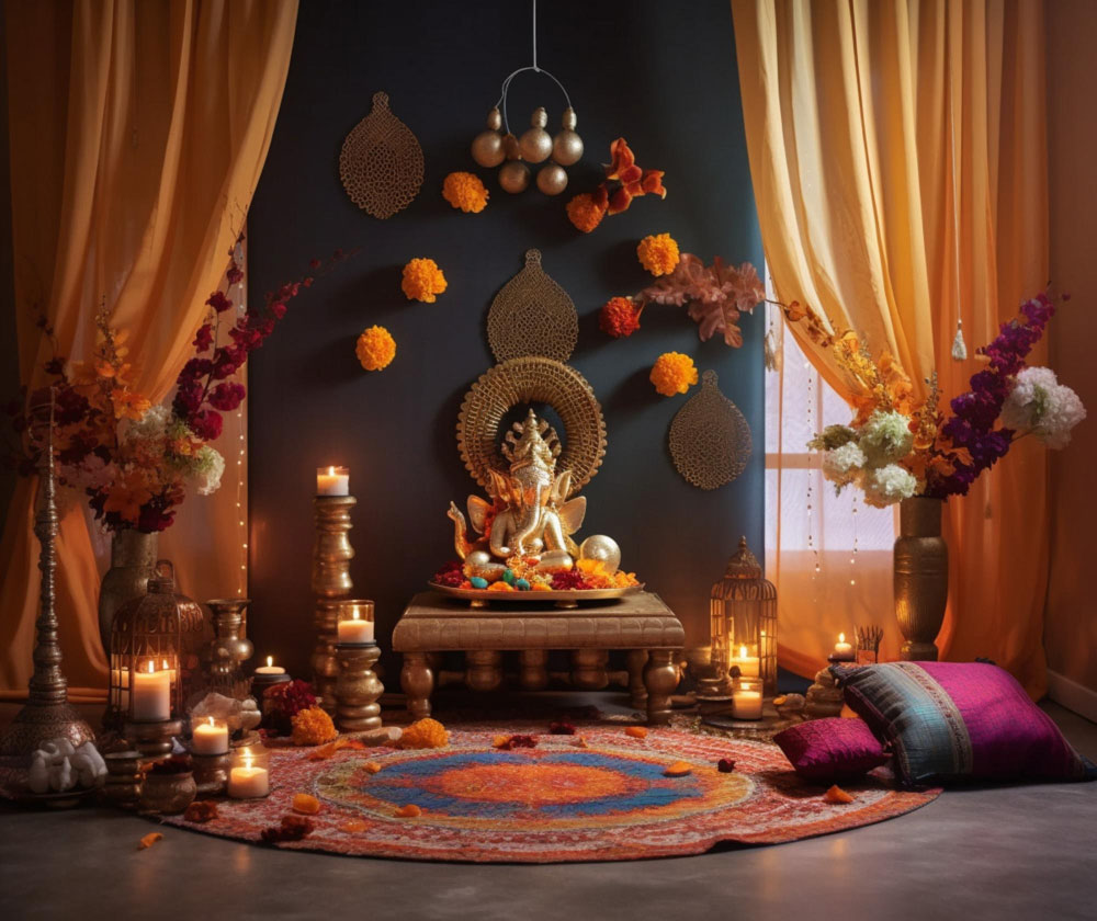 Flower Décor in Puja room