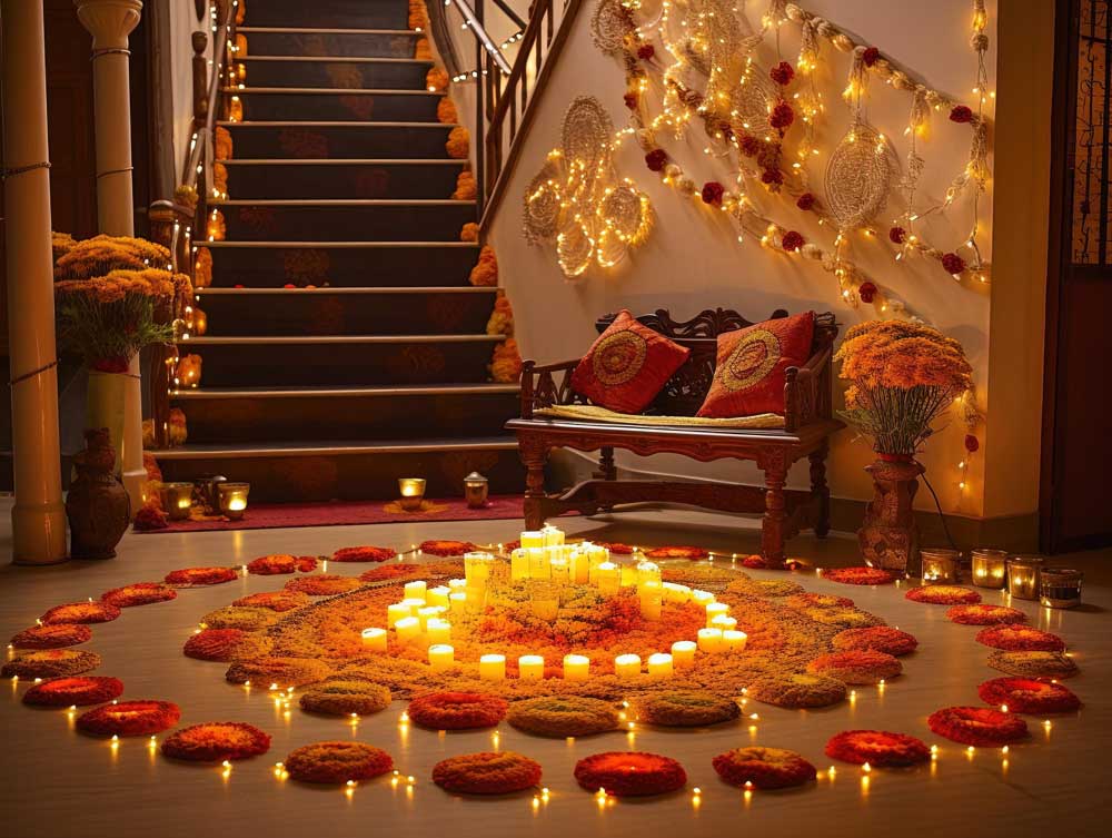 Flower Décor on Stairs