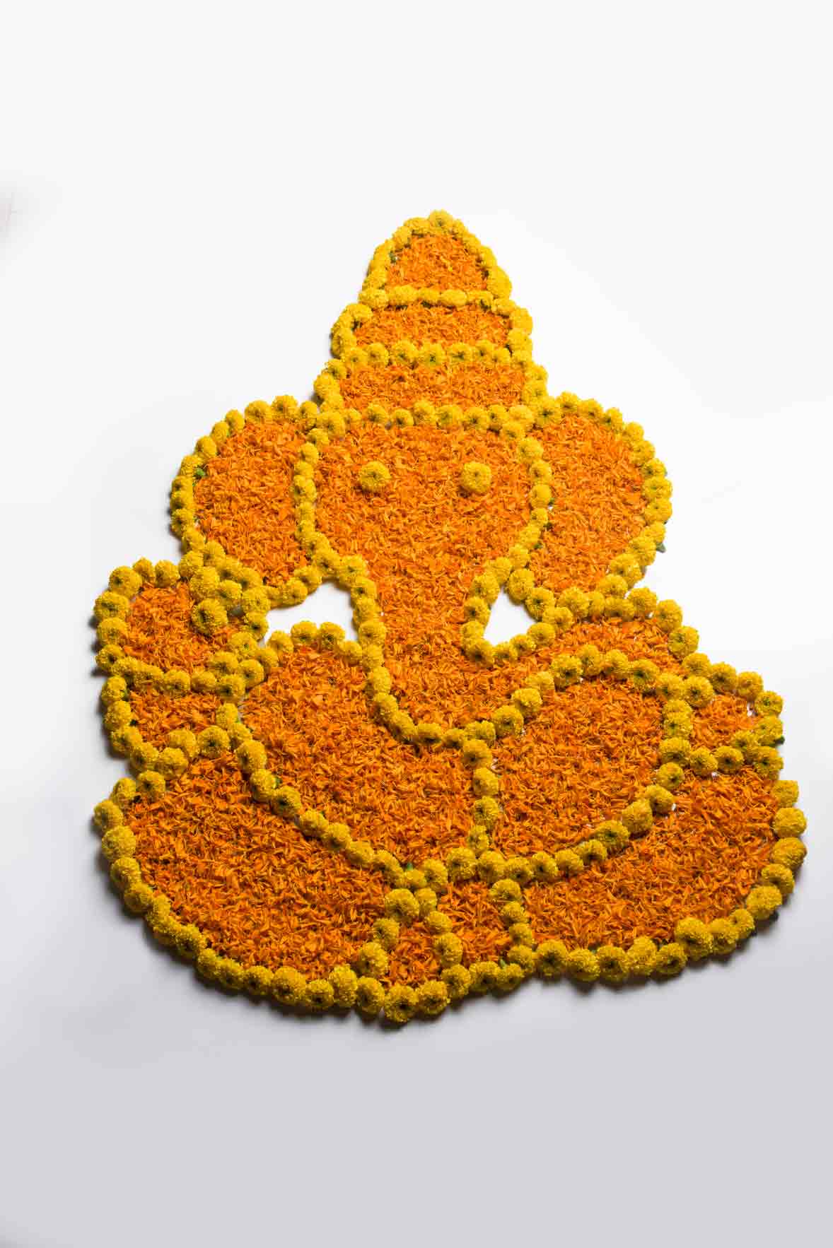 Ganesha Rangoli Design with Marigolds