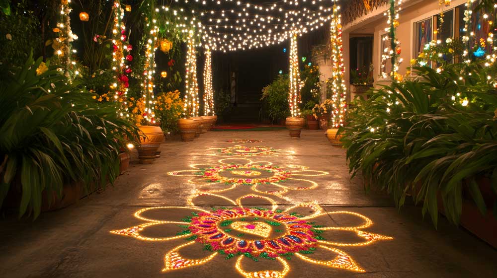 Outdoor Diwali Decor in Landscape