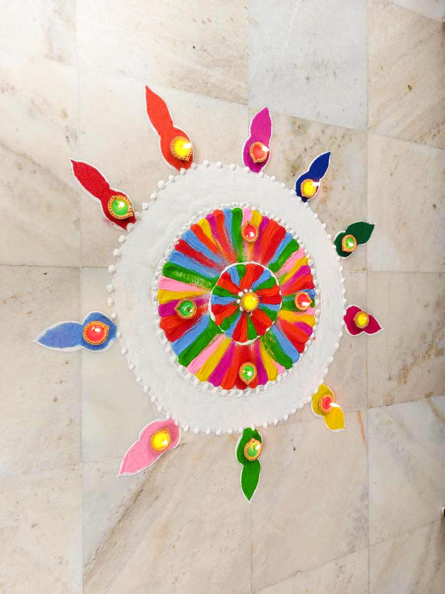 Rangoli Design Idea With Paper Cone
