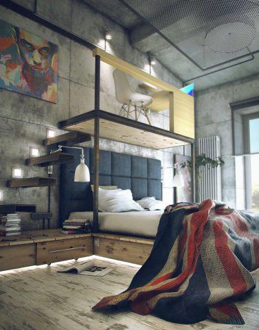 Rustic Bedroom with Exposed R.C.C. Walls