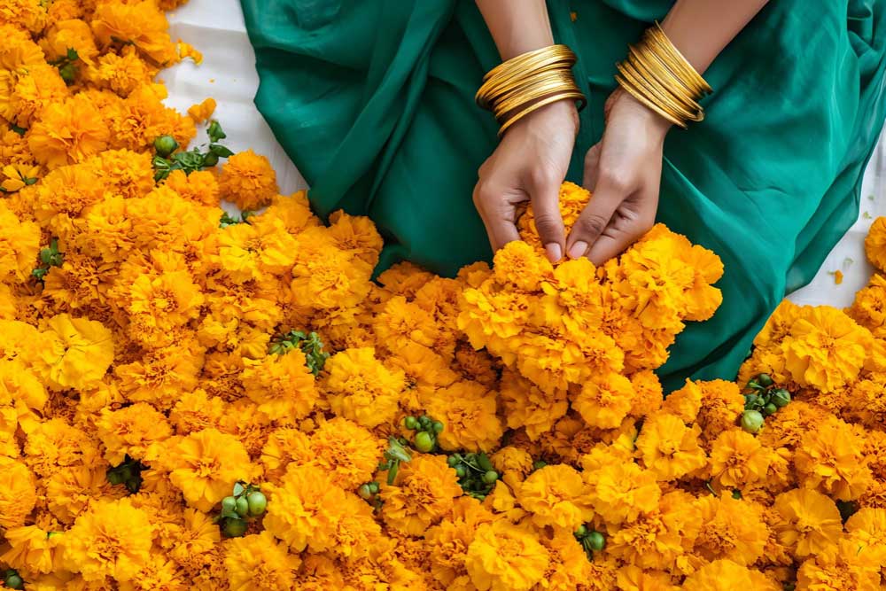 Traditional flowers for Diwali