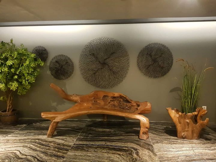 A Bench & Pot From the Natural Wood Trunk