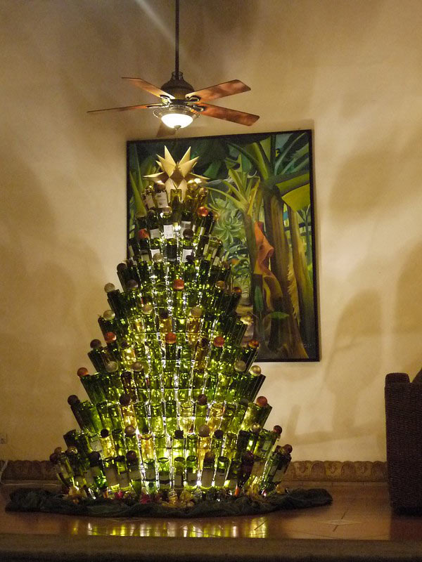 Artificial Christmas Tree of Wine Bottles