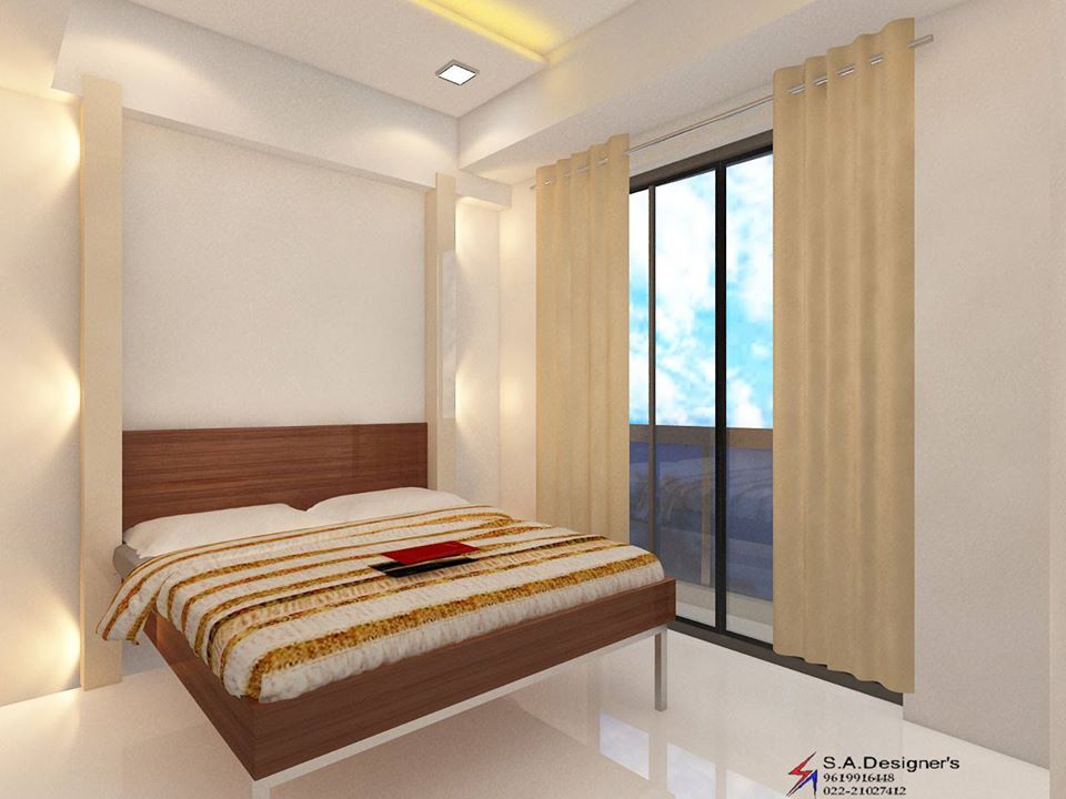 Bedroom with a combination of White, Brown and Beige Colours