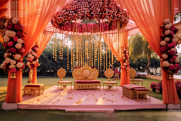 Centre Stage Set up of Home Outdoor Wedding