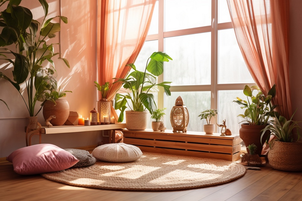 Create a Meditation Nook with Sheer Curtains Create a meditation nook with sheer curtains