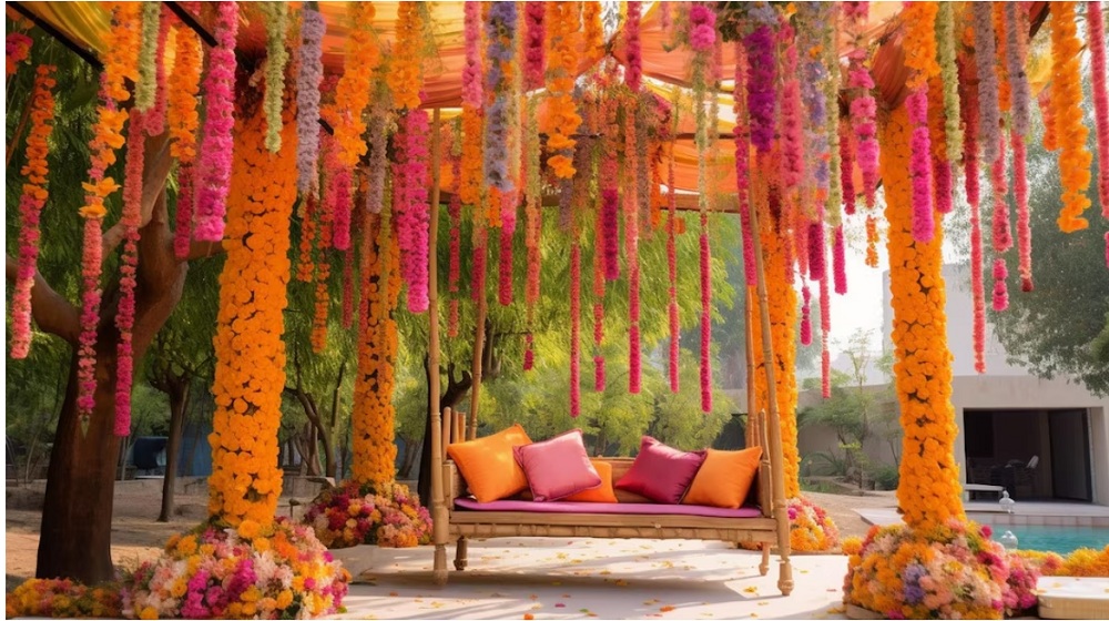 Floral Theme Wedding Centre Stage Set Up