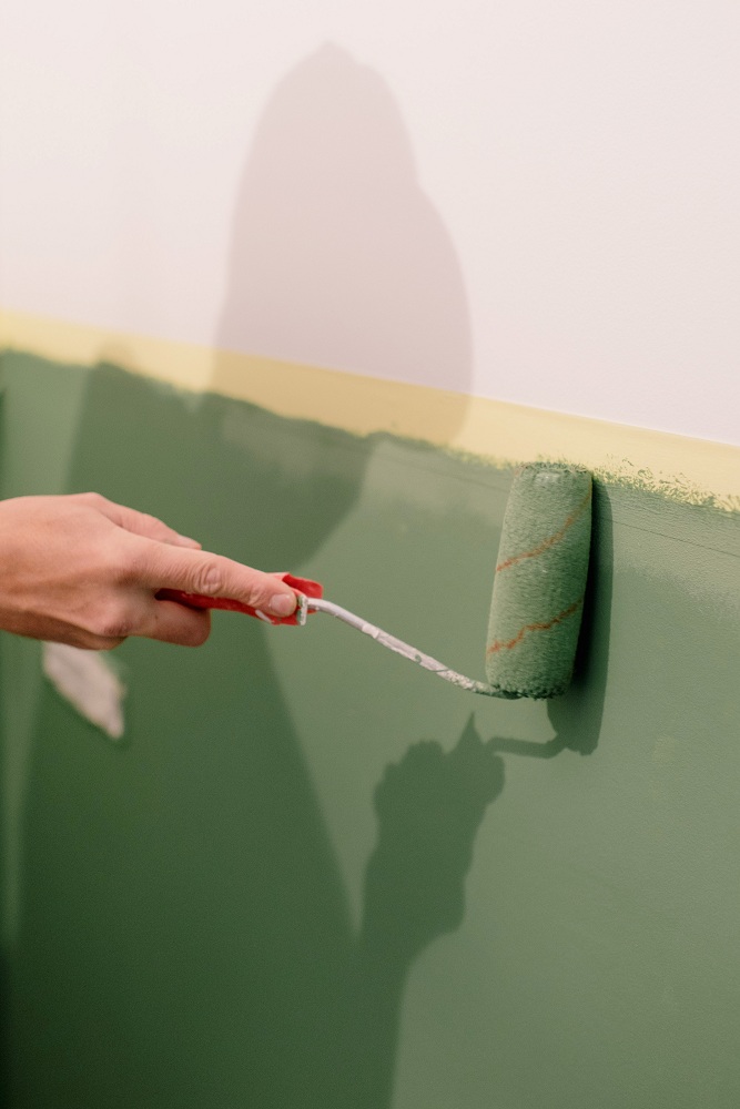 Masking off allows precise painting to the edge