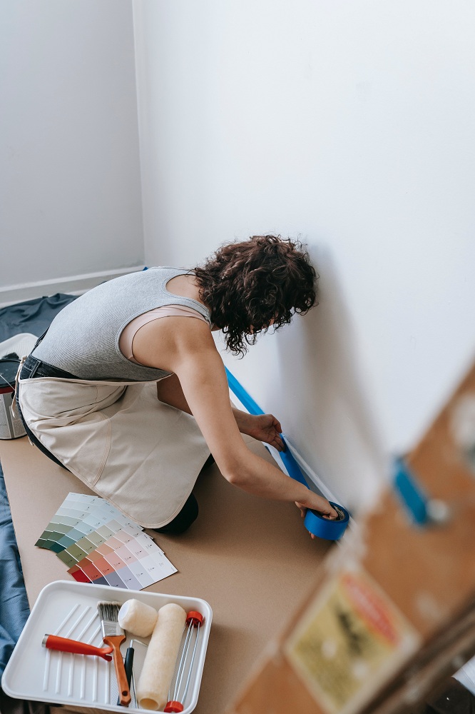 Masking off helps protect flooring and carpets