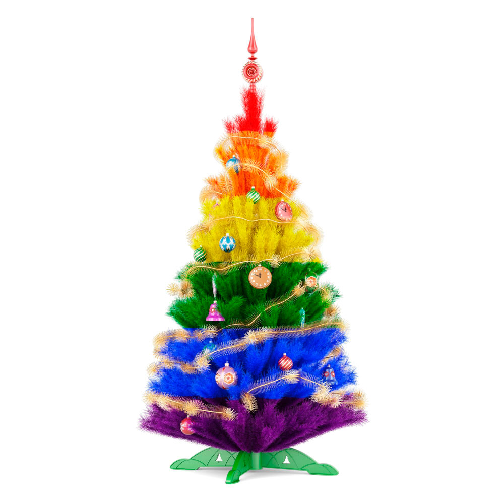 Rainbow Coloured Artificial Christmas Tree