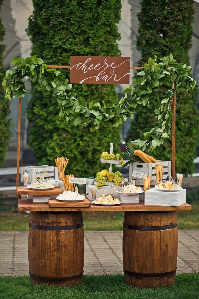 Rustic Cheese Bar for Intimate Wedding Set-up