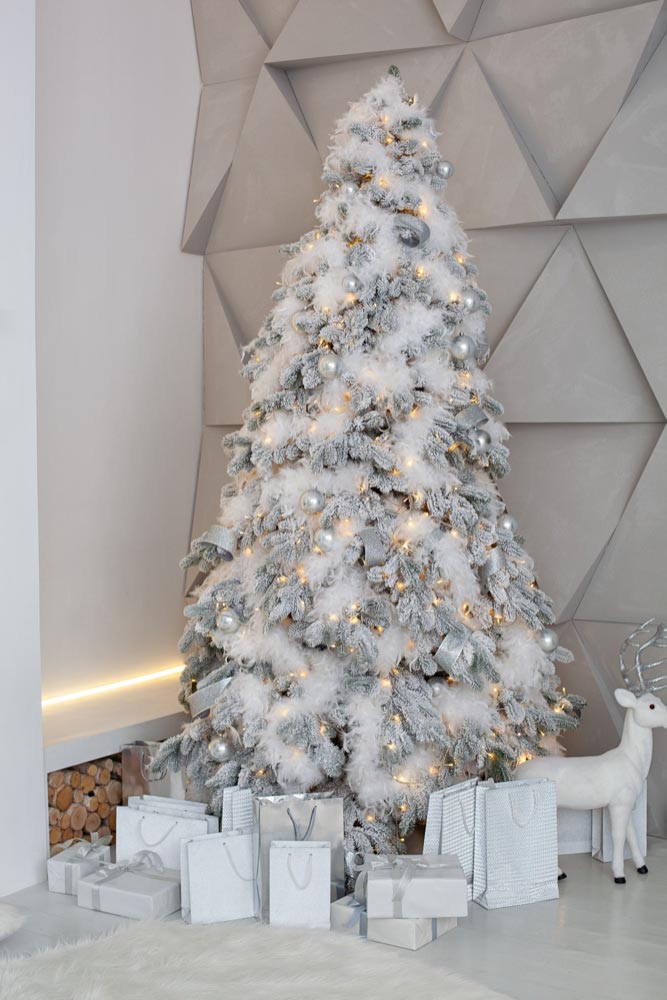 Silver-Hued Tinsel Christmas Trees