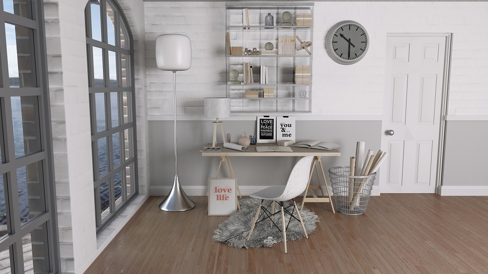 Soothing Neutral Themed Study Space