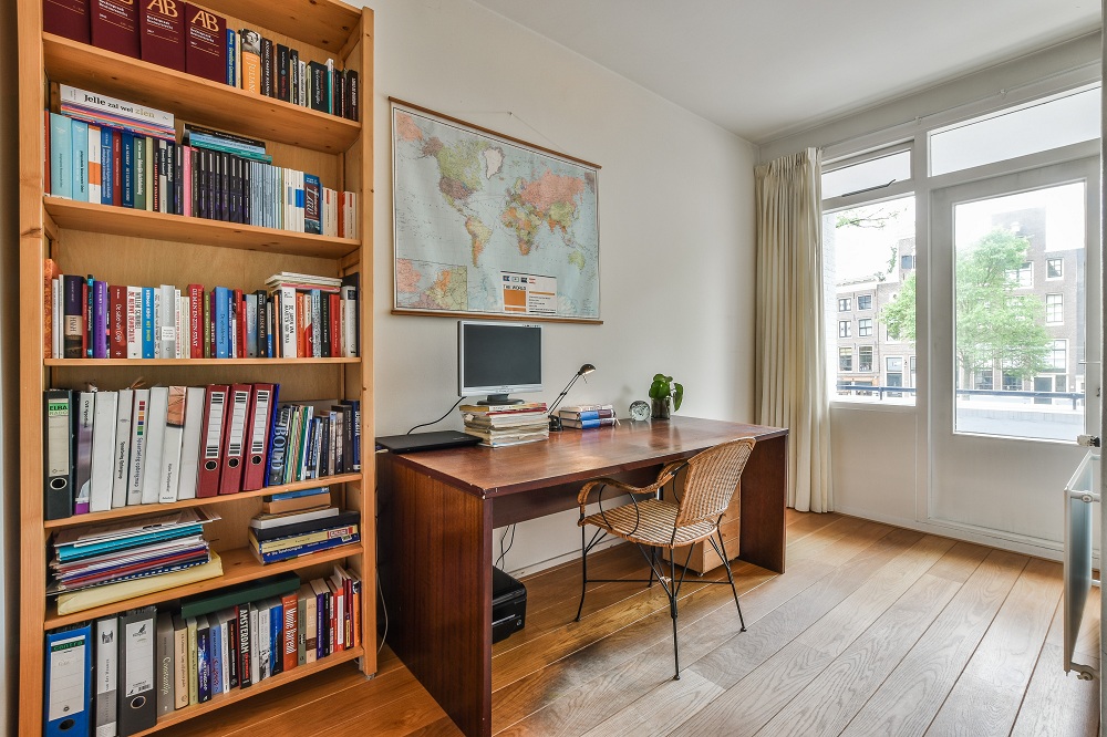 Study Desk With Bookshelf Beside