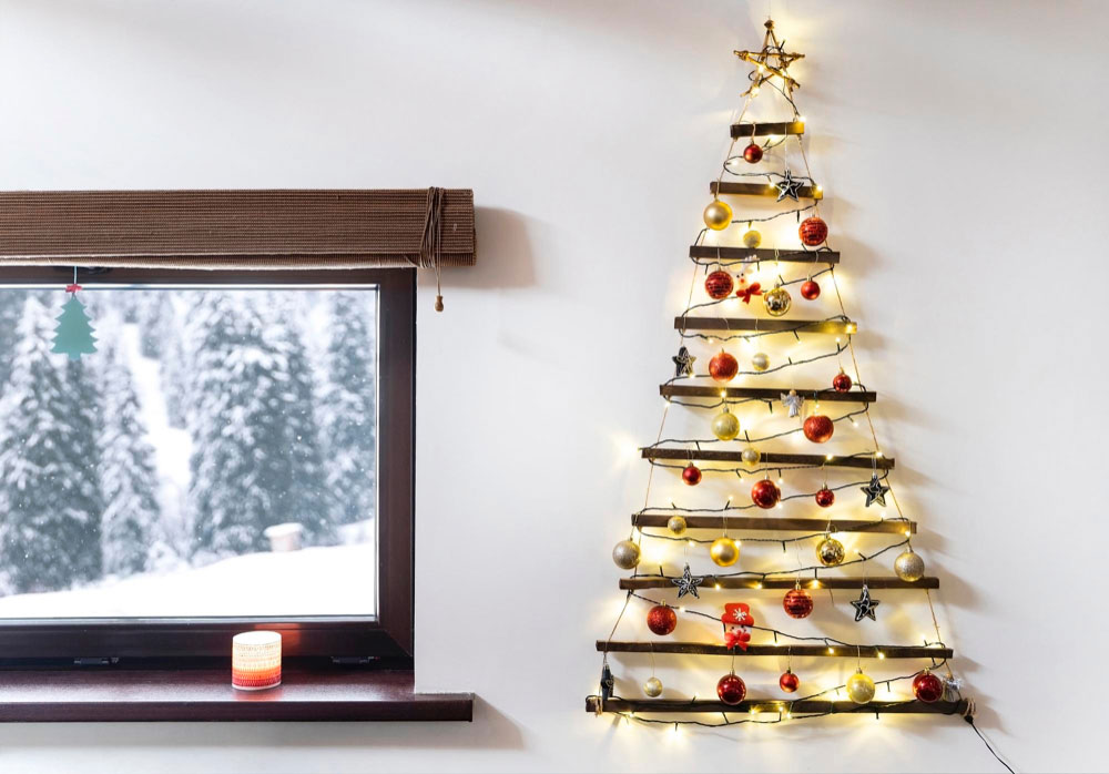 Wall - Hung Artificial Christmas Trees