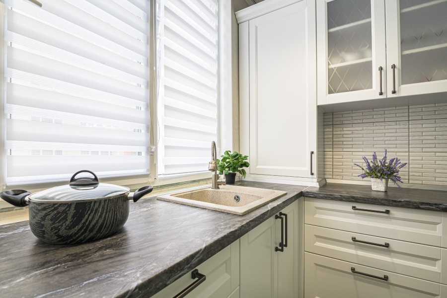 Kitchen with blinds Kitchen with blinds