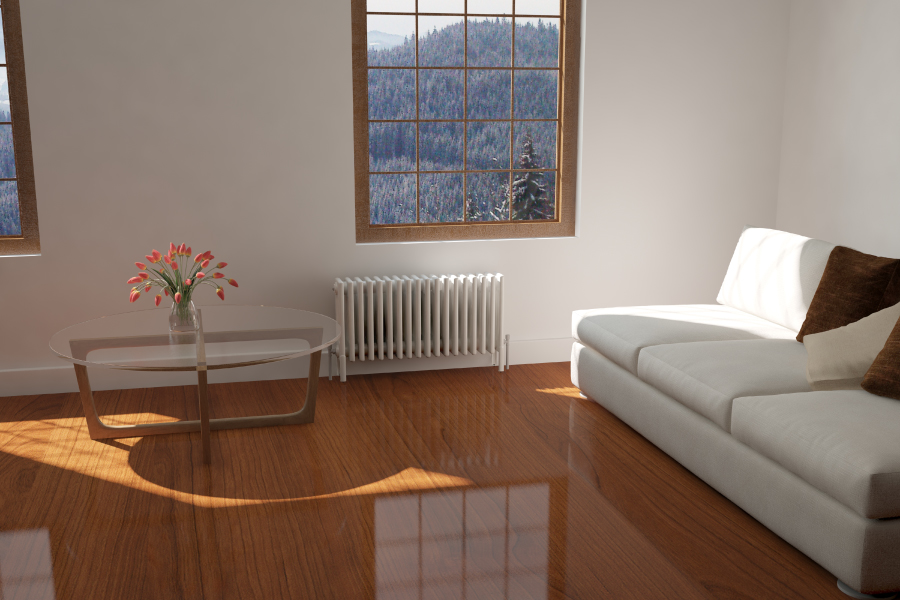 Living room with radiator and furniture kept properly Living room with radiator and furniture kept properly