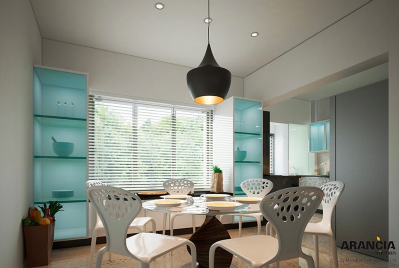 6-Seater White Circular PVC Dining Table