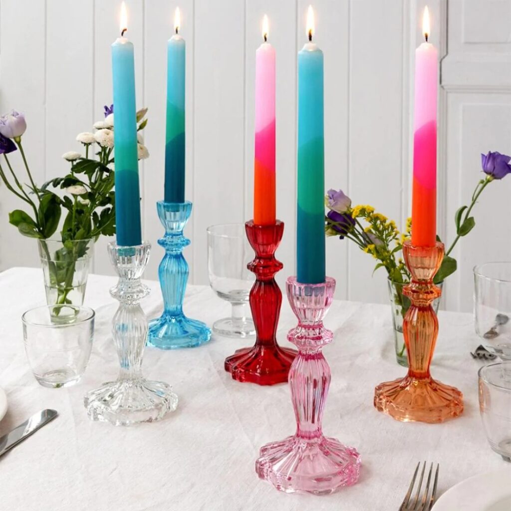Holi Decoration Items like Colourful Candle Stands
