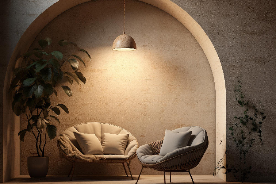 Alcove arch interior design of a corner