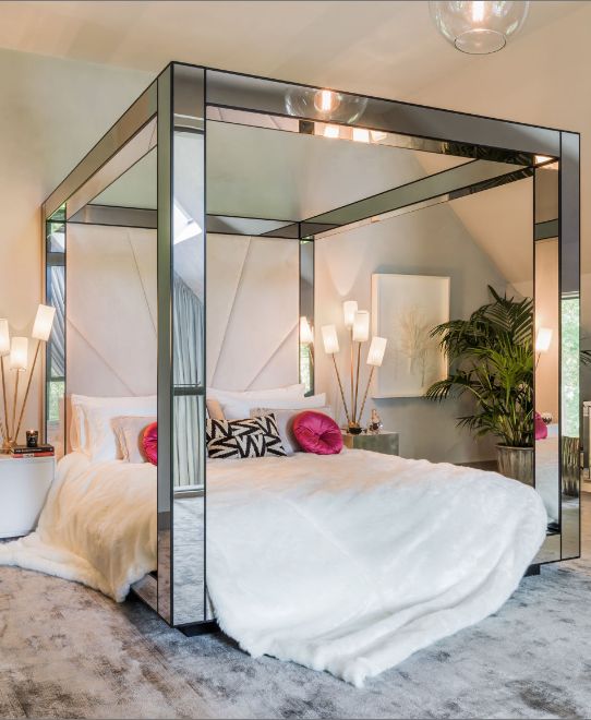 White coloured Leather upholstered Bed
