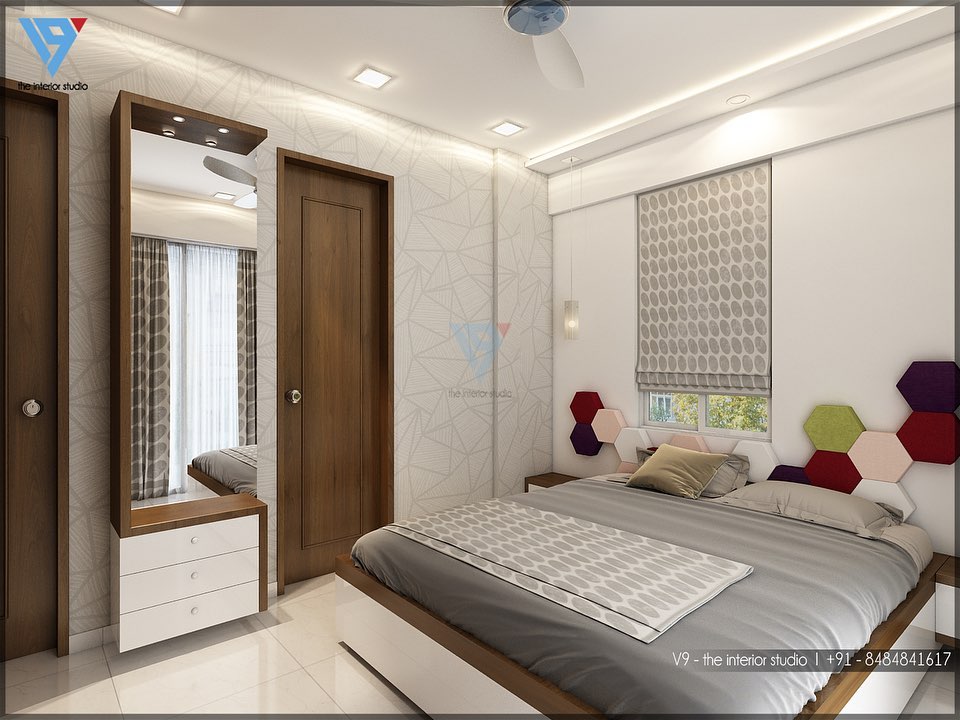 Minimalist themed White coloured Bedroom