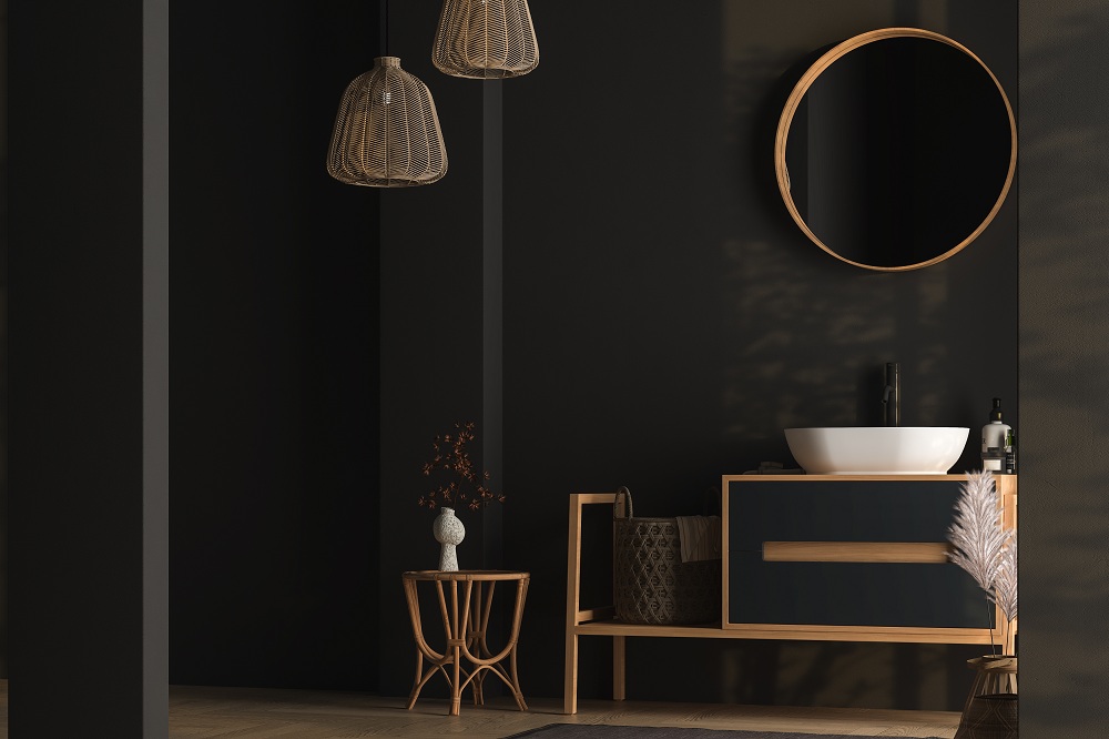 Black decor with a mirror