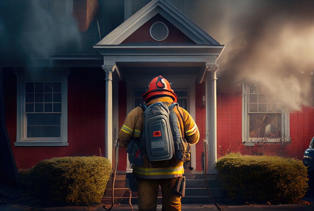 Examine Fire Damage Area in Home