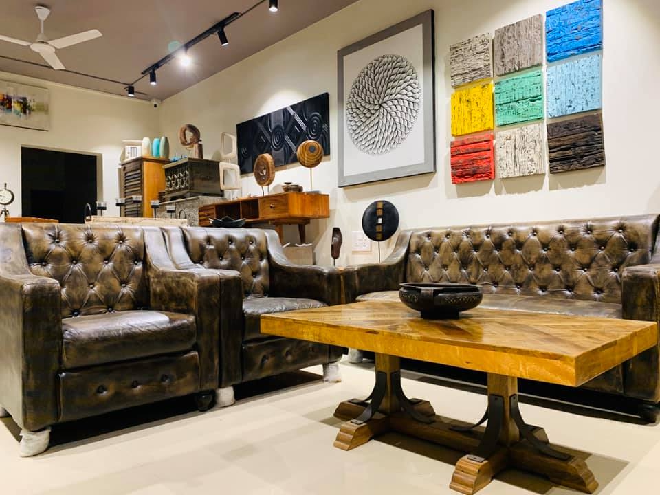 Modern Brown Leather Upholstered Chesterfield Sofa