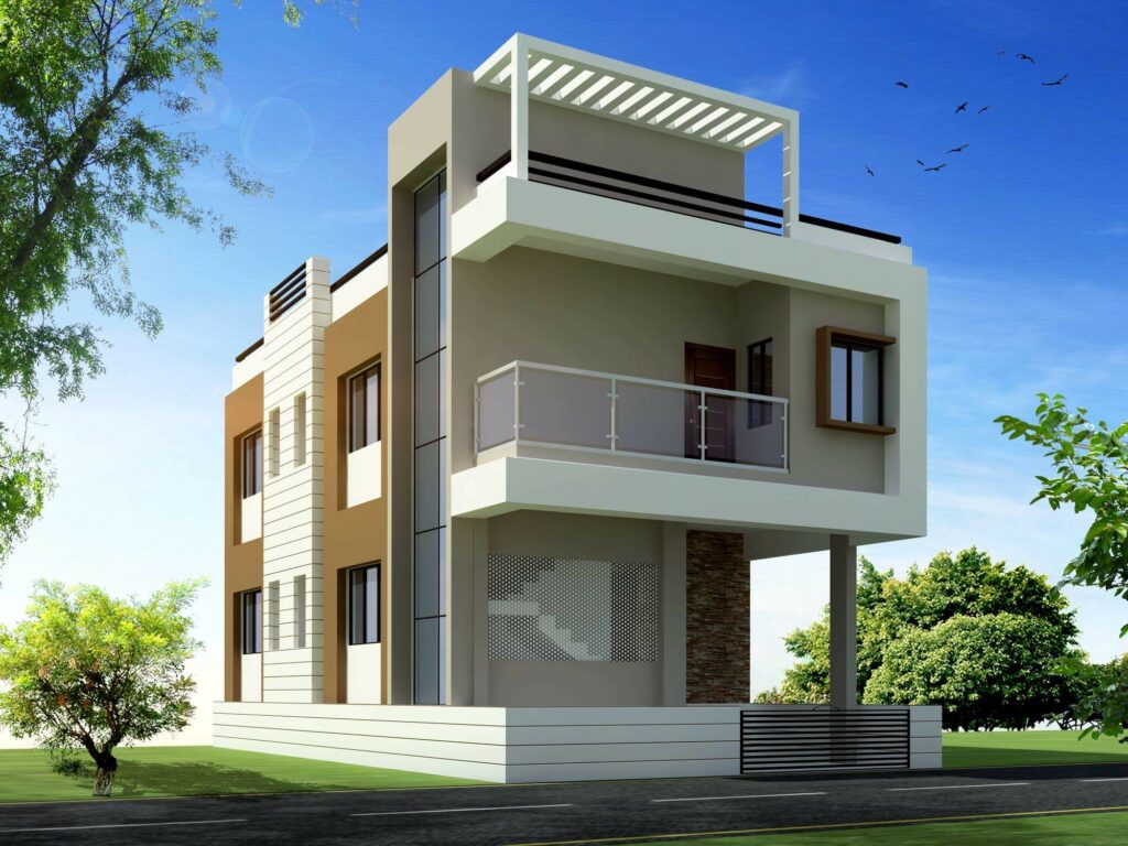 Yellow-Brown Cuboidal Building