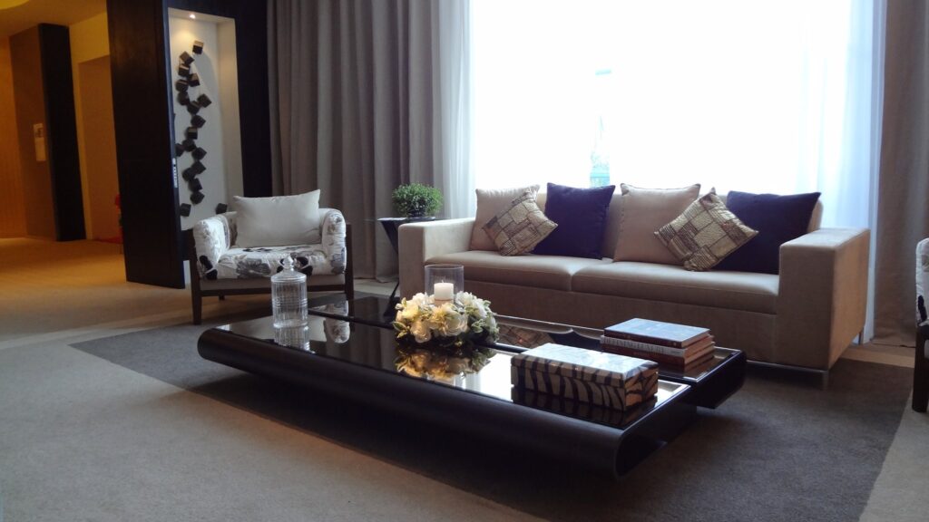 3-Seater Contemporary Style Beige Coloured Leather Upholstered Sofa