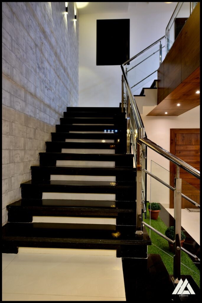 Black Granite Cladded L-Shaped Shaped