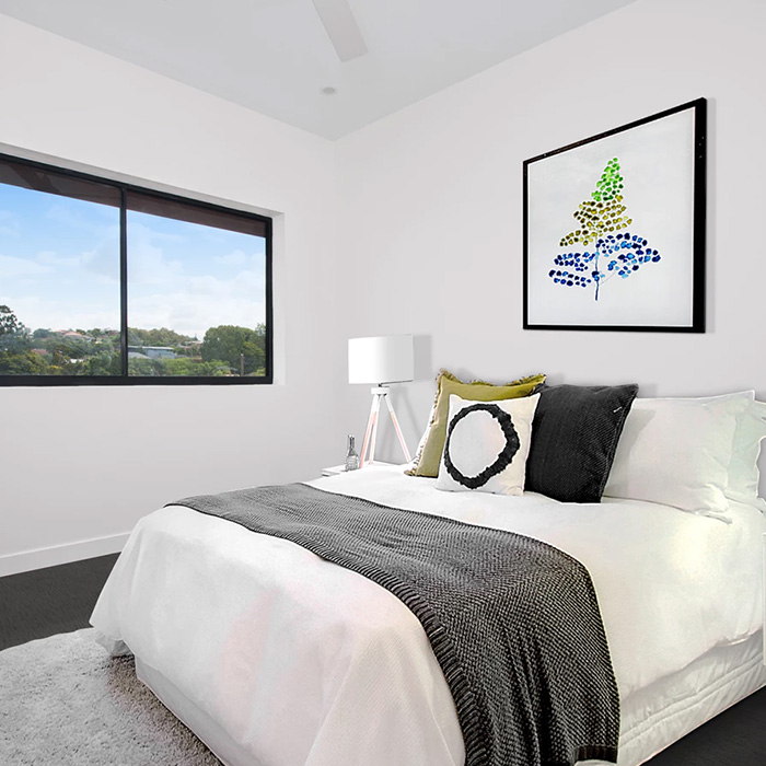 White Themed Bedroom with white Bed