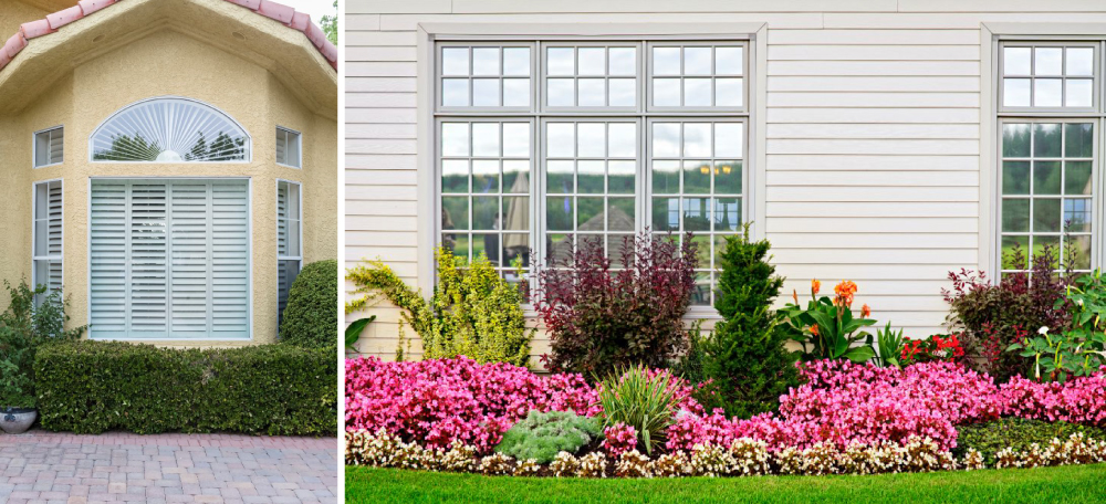 Formal Symmetrical Bay Window Landscaping