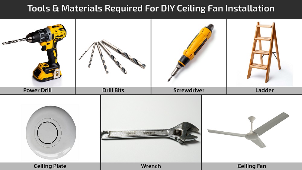 Tools And Materials Required for DIY Ceiling Fan Installation