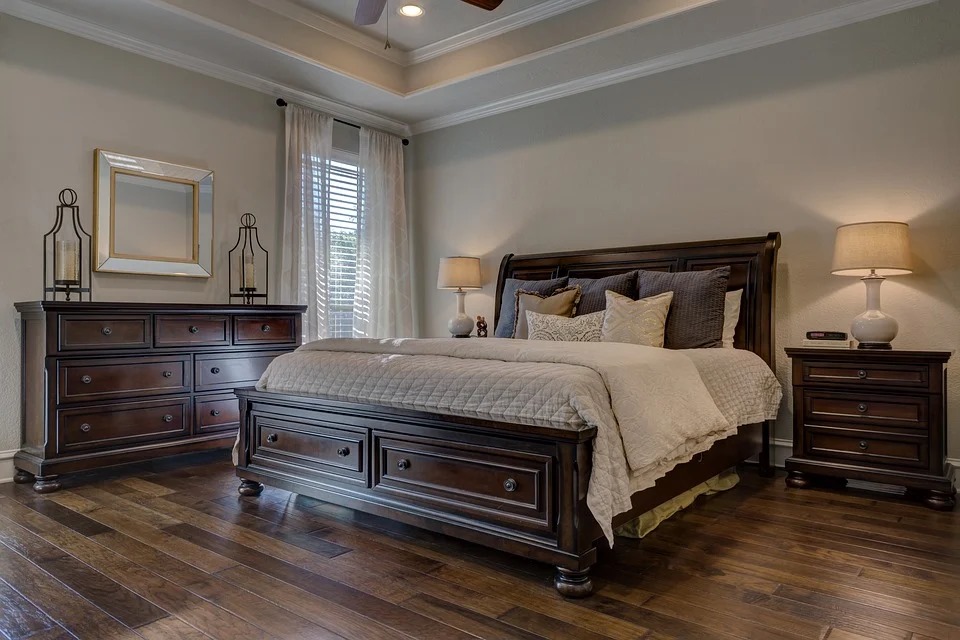 Classical Style Bedroom Consists of Wooden Bed
