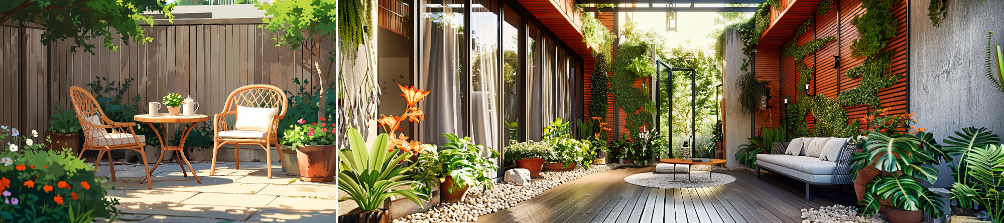 Courtyard Garden Design with a High Wall