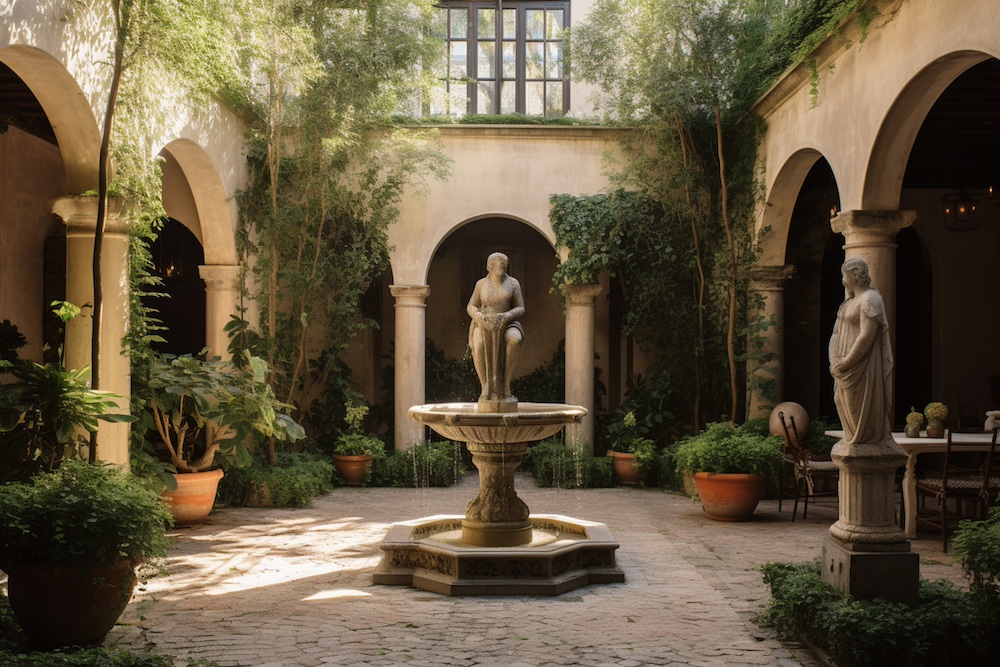 Courtyard with Sculpture at the Centre