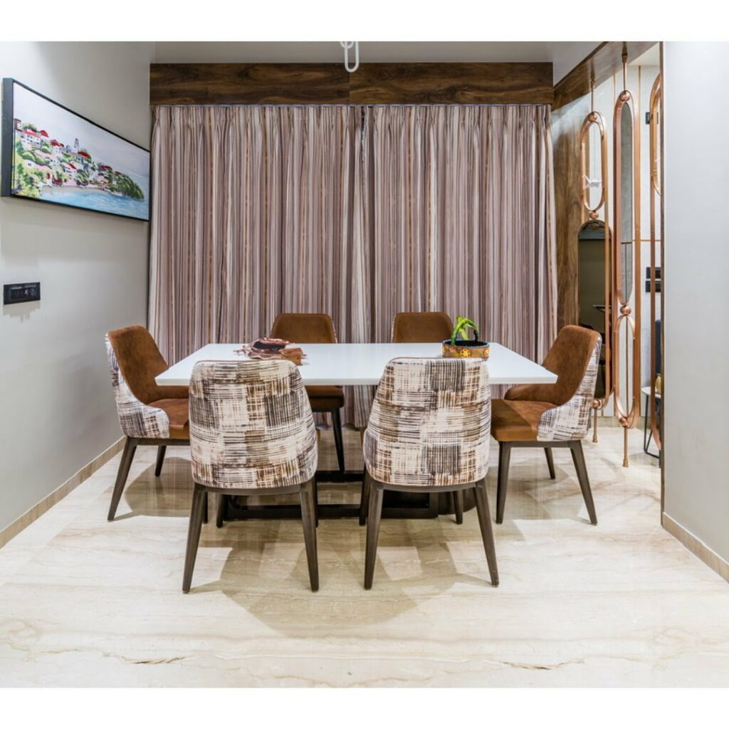 Modern Dining Area with Hues of Brown
