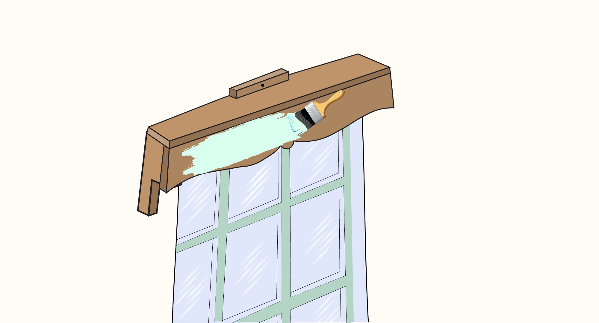 Position Pelmet on Bracket at Top Batten and Varnish