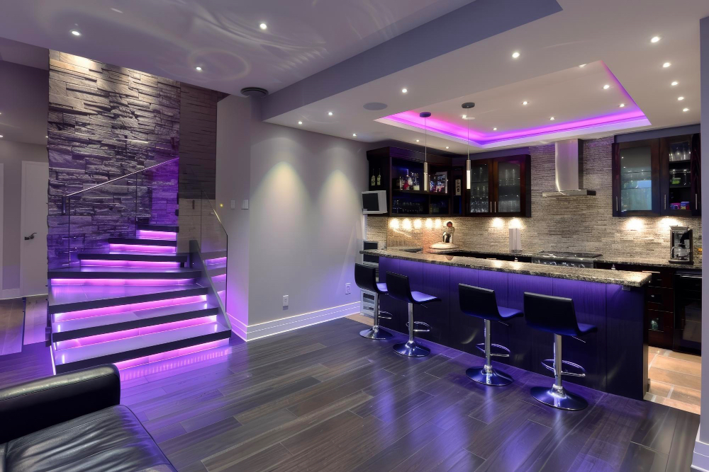 Contemporary Basement Bar