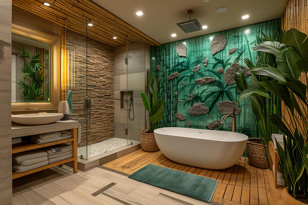 Green Décor in Bathroom